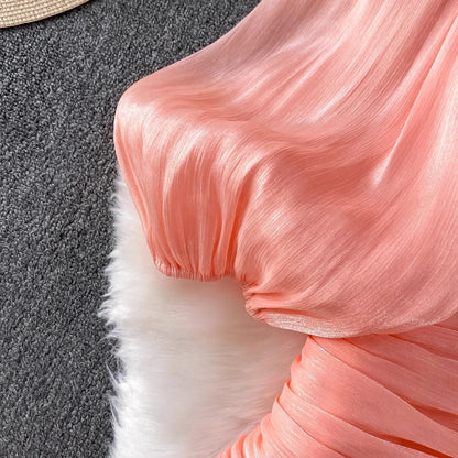 Elegant Autumn Ruffles Long Sleeve Maxi Mermaid Dress Women Hollow Out Casual Satin Fishtail Cake Dresses Prom Evening Vestidos