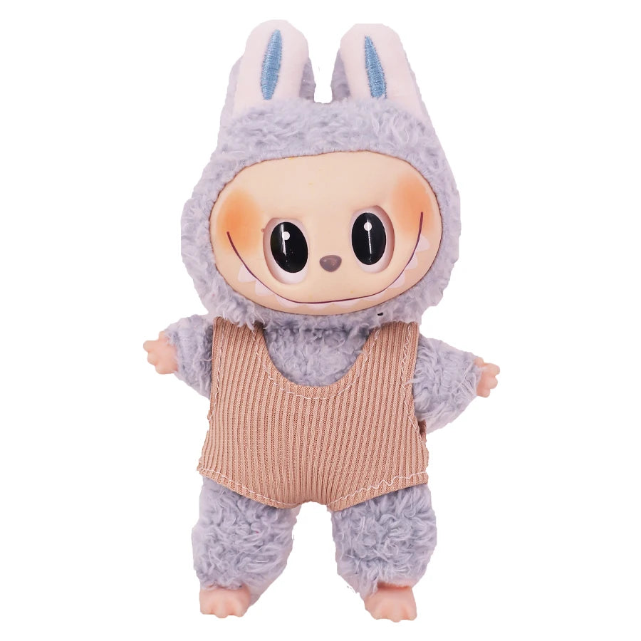 For Labubu Doll Clothes Swimsuit Cute Shark Slippers 15-17Cm Plush Doll Glasses Straw Hat,For labubu Accessories Holiday Gifts