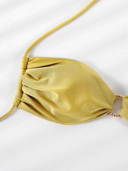 Solid Swimsuit Women Bathing Suit Bandeau Bikini 2026  Biquinis Feminino Swimwear High Waist Bikini Set Beachwear Sexy Bikinis