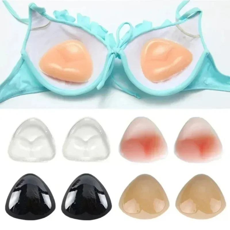 2pcs New Chest Sticky Bra for Bikini Thicken Sponge Bra Pads Breast Push Up Silicone Removeable Inserts Swimsuit Invisible Bra
