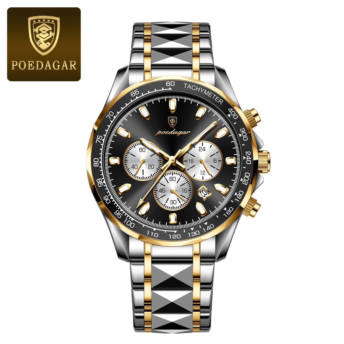 POEDAGAR Top Luxury Men Watch Chronograph Waterproof Luminous Date Man Watch Stainless Steel Sports Fashion Quartz Men's Watches