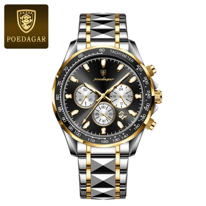 POEDAGAR Top Luxury Men Watch Chronograph Waterproof Luminous Date Man Watch Stainless Steel Sports Fashion Quartz Men's Watches