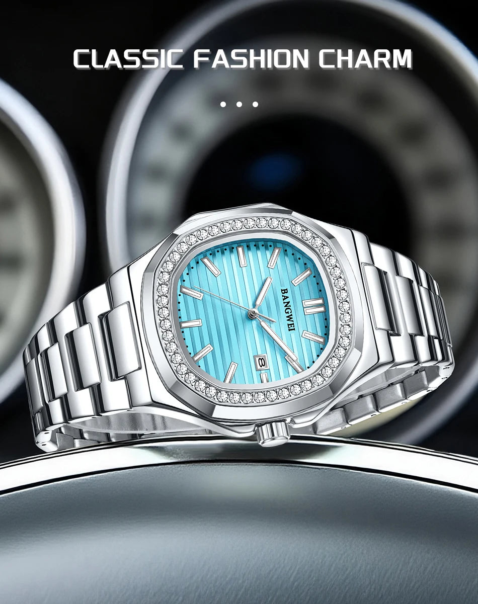 LIGE New Fashion Date Couple Watches 30M Waterproof Luminous Valentine's Day Gift Stainless Steel Watch Men Women Quartz Watch