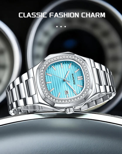 LIGE New Fashion Date Couple Watches 30M Waterproof Luminous Valentine's Day Gift Stainless Steel Watch Men Women Quartz Watch