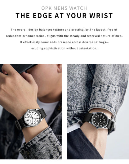 OPK 6090 Quartz Watches for Man Fashion Casual Nylon Webbing Watchband Dual Calendar Waterproof Luminous Men's Sports Watches