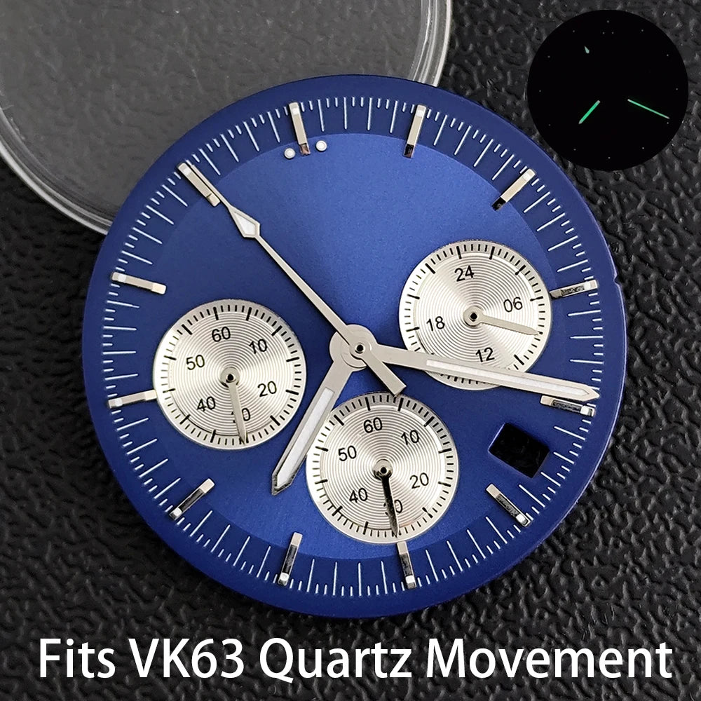 39.7mm Case Watches Metal Case Fits VK63 Movement Accessories Sapphire Glass Equipped With Bezel And Strap VK63 Dial