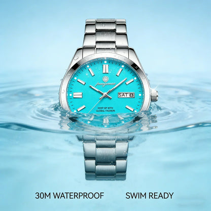 PAAZOMU Man Fashion Wristwatch Business Stainless Steel Band Quartz Men Watch Waterproof Luminous Date Square Men's Watches