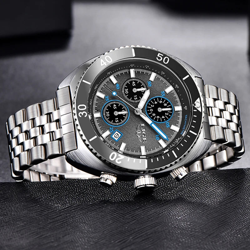 LIGE New Business Luxury Watches Men Top Quality Fashion Quartz Wristwatches Male 30M Waterproof Casual Mens Watch Gifts Reloj