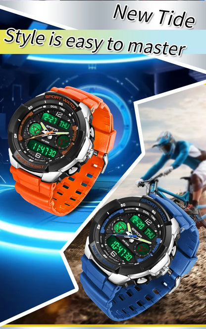 SANDA 6197 Top Class Men's Korean Student Electronic Watch Sports Multi functional Alarm Clock Waterproof Men's Watches 2024