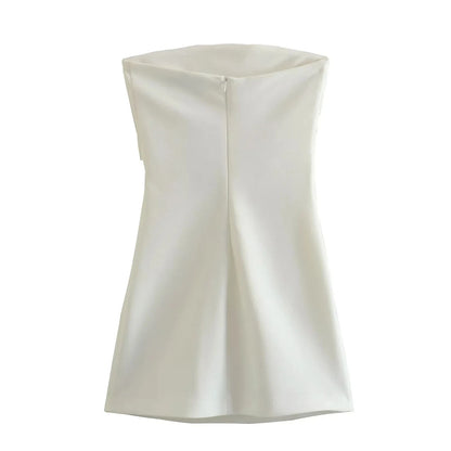 HXAO Dress Women Off Shoulder Corset Short Dresses Ruched Backless Blue Black White Dress Woman Sexy Bodycon Party Dresses