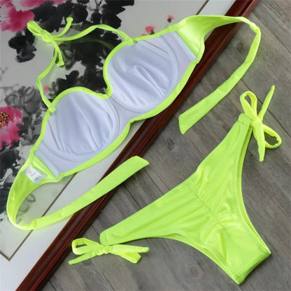 Bikini Ruching Bum Bikinis Set Pad Push Up Bikini S to XXL Swimwear Women Bandage Swimsuit Bathing Suit Swimming Suit For Women