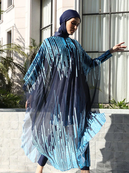 3/4PCS Muslim Burkini Women femmes Swimming Suit Modest Swimwear Islamic Long Sleeve Full Cover Hijab , Quick Drying, UPF50+