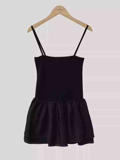 2000s Y2k Harajuku Sleeveless Tank Top Street Simple Sweet Personality Double-layer Skirt Splicing Slimming Strapless Vest Top
