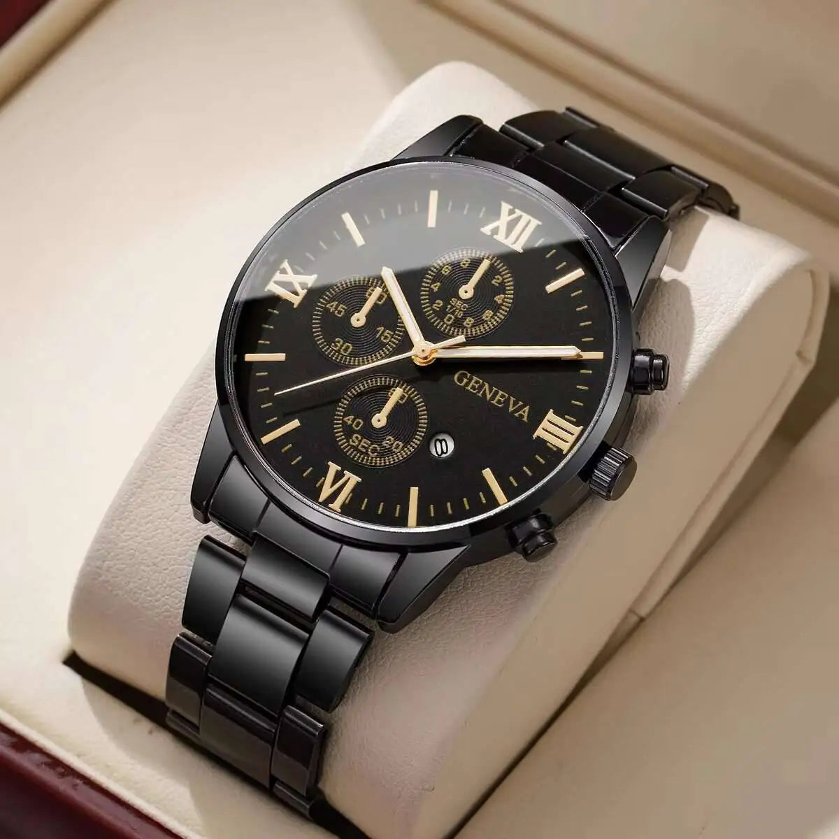 Fashion Roma Dial Men Business Watches Calendar Quartz Watch for Man Clock Reloj Hombre（Without Box）