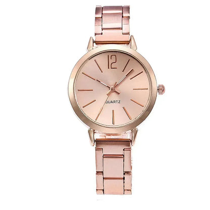 2pcs Set Watch Luxury Women Simple Dial Hollow Strap Fashion Gold Bracelet Quartz Wristwatch Student Ladies Watches Reloj Mujer