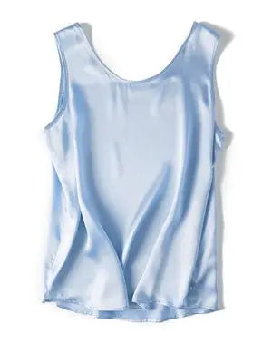 SuyaDream. Women Basic Cozy Tanks, 100%Real Silk, O neck Sleeveless Chic T Shirt, 2025 Solid Summer Vests, White, Pink, Beige