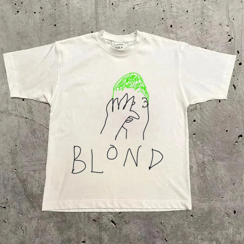 Rapper Frank Retro Graphic T Shirt Men's Hip Hop Ocean Album Clothing T-Shirts Y2k Unisex Blond Fashion Oversized Cotton T-shirt