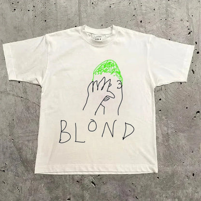 Rapper Frank Retro Graphic T Shirt Men's Hip Hop Ocean Album Clothing T-Shirts Y2k Unisex Blond Fashion Oversized Cotton T-shirt