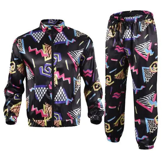 Women's Men's Costume 80s 90s Suit Party Accessories Disco Jacket Trousers  Outfit Women's Men's Costume Tracksuit for Carnival