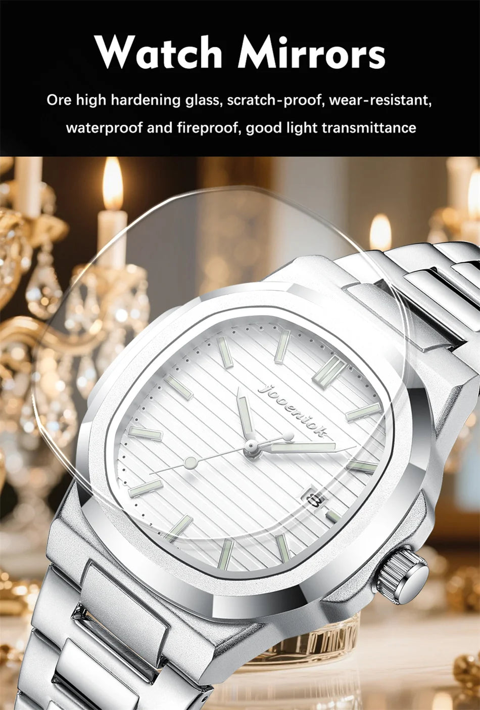 JOOENIOK Luxury Military Man Watch Square Waterproof Luminous Date Week Men Watch Stainless Steel Quartz Men's Watches Reloj+box