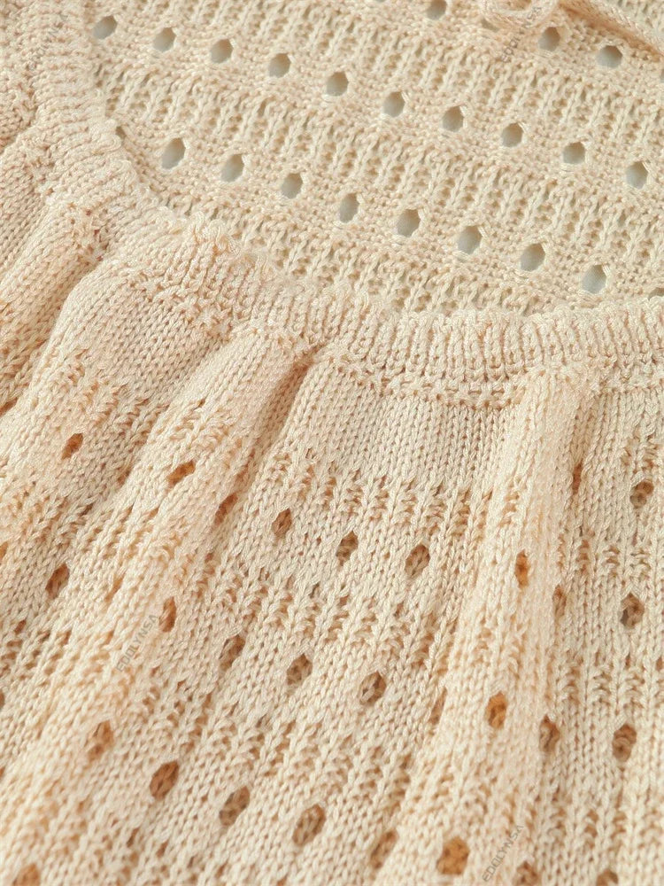 Sexy Knit Cut Out Tassel Spaghetti Strap Bodycon Beach Maxi Dress Summer Women's Holiday Club Party Outfit Swimsuit Cover Up K10