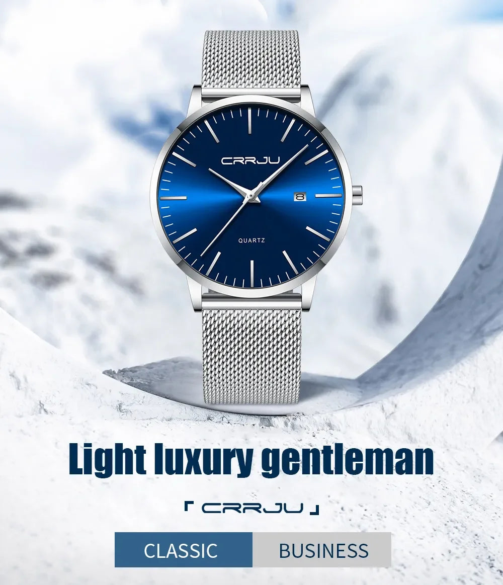 Watch for Men, Stainless Steel 40mm with Mesh Strap Mens Watches,Classic Ultra Slim 7mm Men's Wrist Watches Automatic Minimalist
