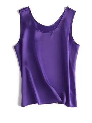 SuyaDream. Women Basic Cozy Tanks, 100%Real Silk, O neck Sleeveless Chic T Shirt, 2025 Solid Summer Vests, White, Pink, Beige