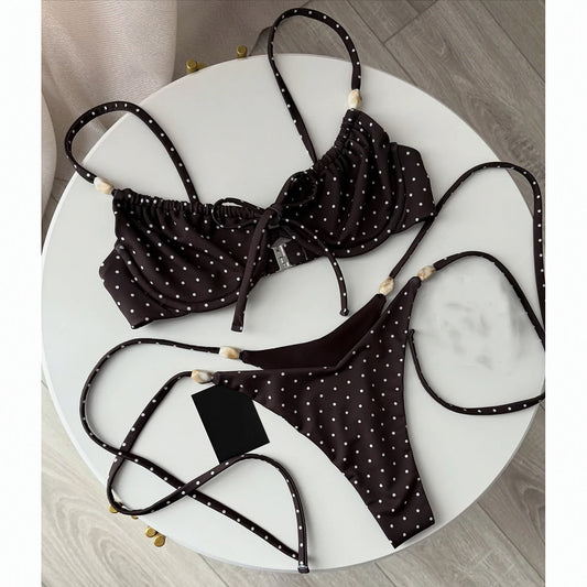 Push Up Bikinis 2026 Sexy Women Swimsuit Swimwear Female Bikini Set Beads Biquini Bathing Suit Dot Swimming Suit Beachwear