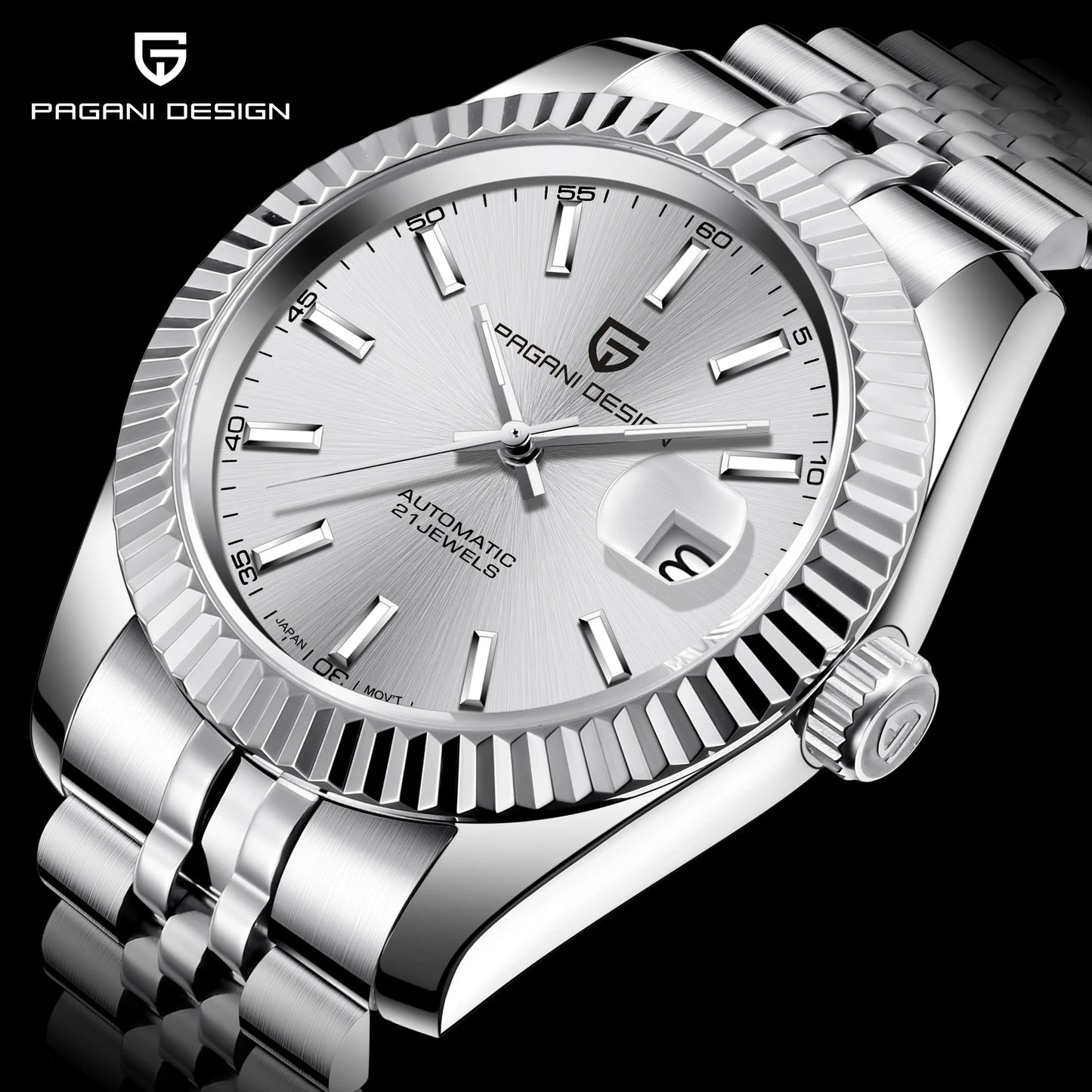 PAGANI DESIGN Watches Luxury Diamond Dial Mechanical Watch For Men Top NH35 Movt Sapphire Glass Stainless Steel Waterproof Watch