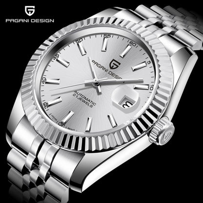 PAGANI DESIGN Watches Luxury Diamond Dial Mechanical Watch For Men Top NH35 Movt Sapphire Glass Stainless Steel Waterproof Watch