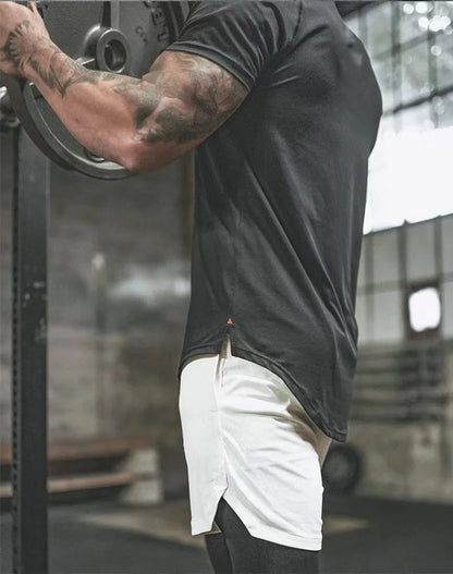Men's Fashion Sports Shorts Four Seasons Running Sportswear Tight Double Layer 2-in-1 Sports Shorts