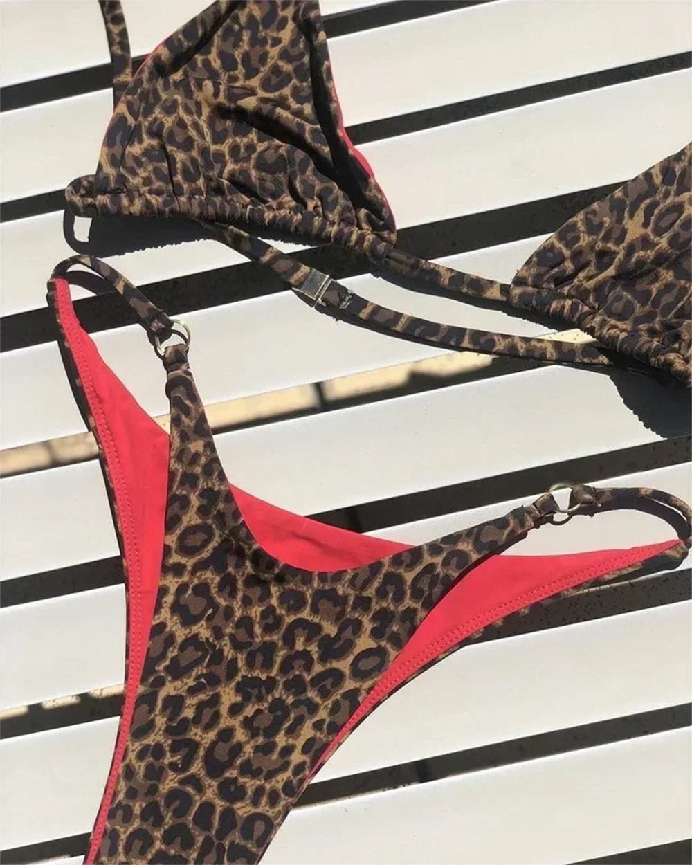Sexy String Bikini Leopard Print Back Hook Push Up Swimsuit Women Two Piece Swimwear Triangle Thong Brazilian Beach Bathing Suit