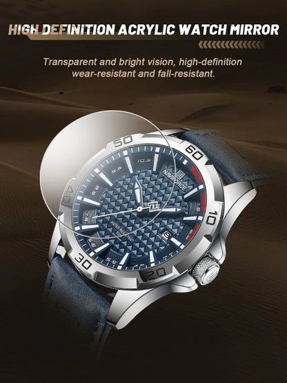 NAVIFORCE Brand Men Fashion Quartz Watches Male Leather Strap Sport Waterproof Wristwatches CalendarClock Relogio Masculino