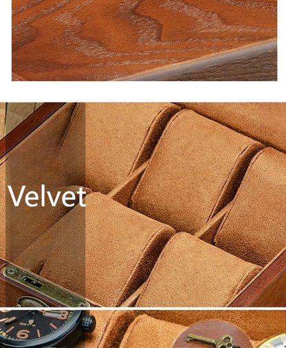 Wooden Watch Box Luxury Mechanical Watch Boxes Men Portable with Lock Watches Case Waterproof Cases for Wrist Watch Organizer
