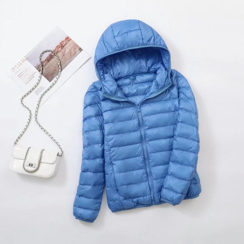 Plus Size Thin Light Down Jacket Women 2023 Autumn Winter Slim Short Hooded Warm White Duck Down Coat Women Outerwear Streetwear