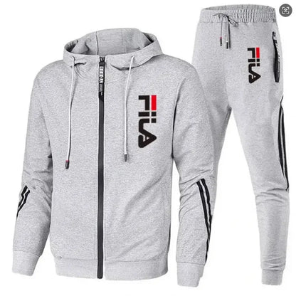 2026 Men's spring and Fall outdoor zipper jacket + sweatpants jogging set Casual basketball fitness two-piece set