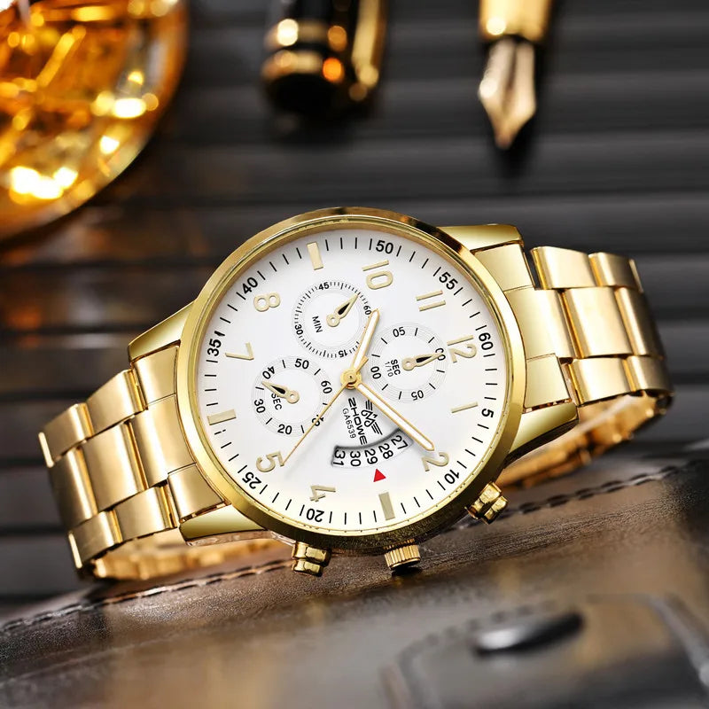 Men Business Watches Fashion Steel Band Male's Quartz Watch Calendar Watch Relogio Masculino Reloj Hombre
