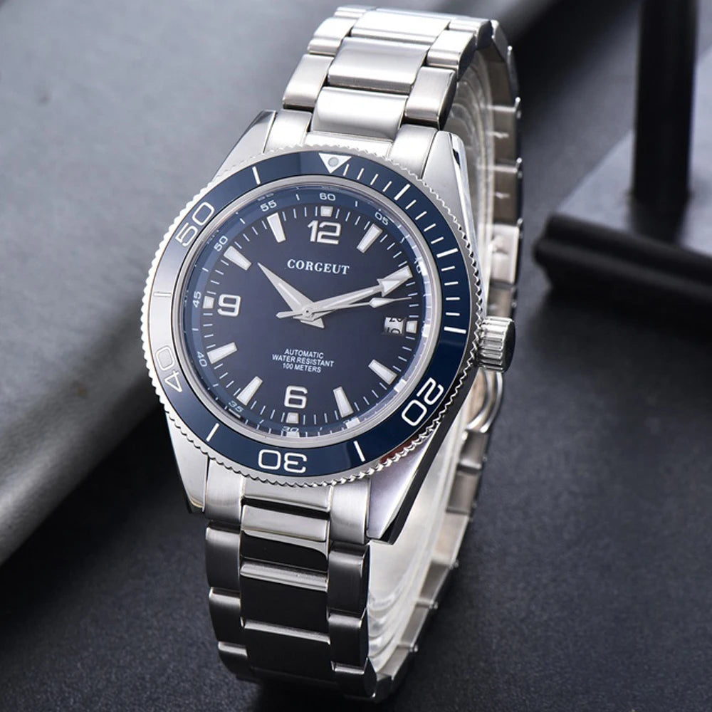 Luxury Corgeut Automatic Mens Watches Ceramic 10bar Swim Stainless Steel NH35A Watch Men Mechanical Wristwatch Relogio Masculino