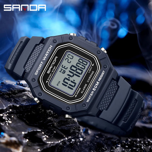 SANDA 2156 Fashion Mens Watch Military Water Resistant Sport Watches Army Big Dial Led Digital Wristwatches Stopwatches For Male