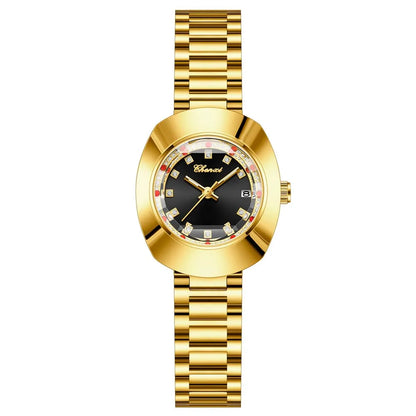 CHENXI Couple's Matching Quartz Watches Gold-Tone High-Fashion Diamond-Studded Waterproof Steel Bracelet Timepieces