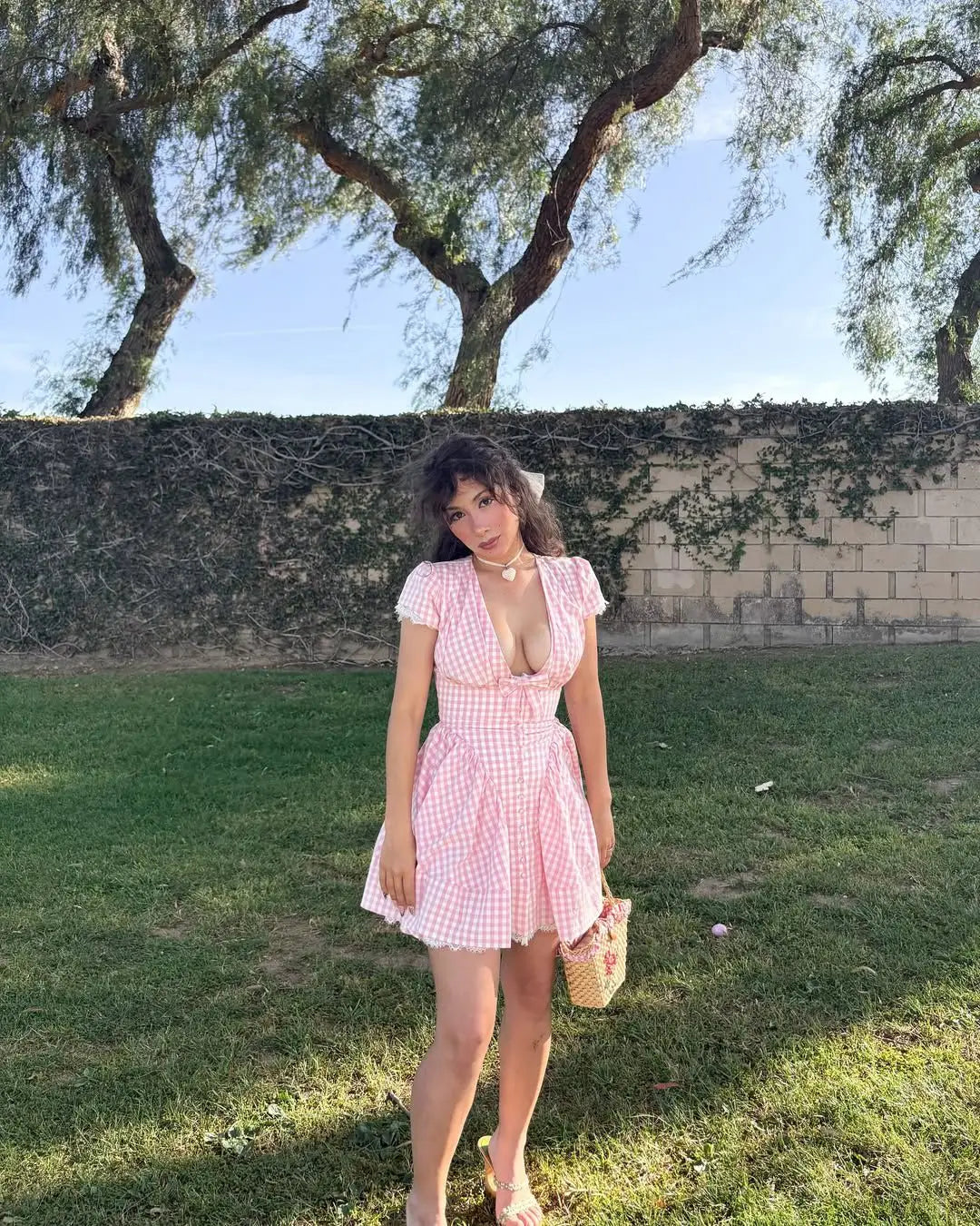 YENKYE Sweet Cute White Mini Dress For Pretty Girl Elegant A-line Bow V Neck Summer Dresses Party Robe Vacation Vestidos 2025