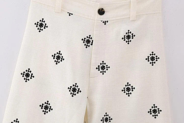 Vintage Women Loose Boho Linen Pants 2023 Summer Fashion Ladies Vocation Soft Embroidery Trousers Female Casual Bottoms Chic