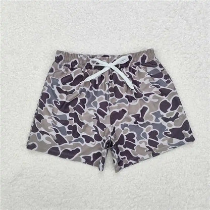 Wholesale Children Summer Grey Camo Print Swimsuit Kid Stretchy Swimwear Infant Matching Baby Boy Girl Swimming Trunks Shorts