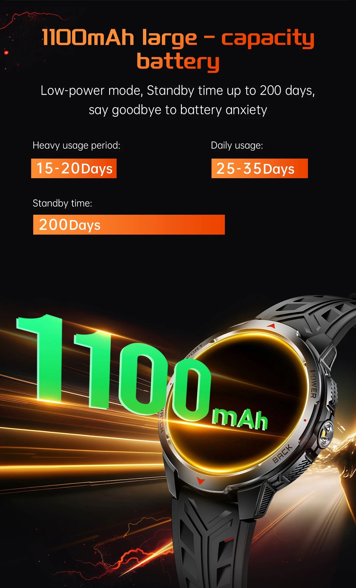 LIGE New 1100mAh Battery Smart Watches For Man Outdoor Sport LED Flashlight Compass Men’s Smartwatch Bluetooth Call Men Watches
