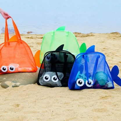 Cute Large Capacity Storage Bag Portable Foldable Mesh  Sand Digging Toy Organizer Pouch for Beach Travel Outdoor Sports