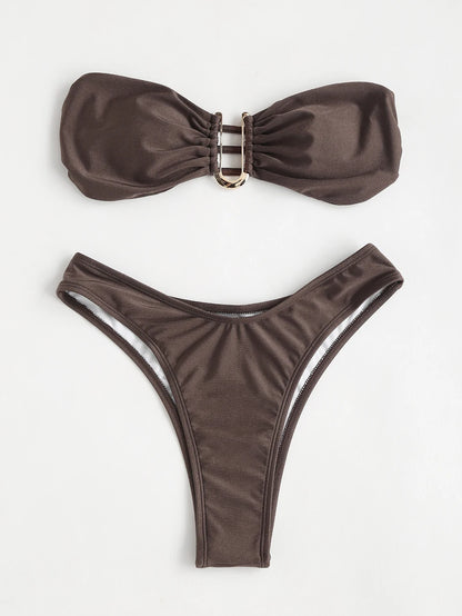 Bandeau Bikini Swimsuit Women 2026 Two-piece Swimwear Thong Bikinis Sets Female Bathing Suit Push Up Monokini Beach Wear Biquini