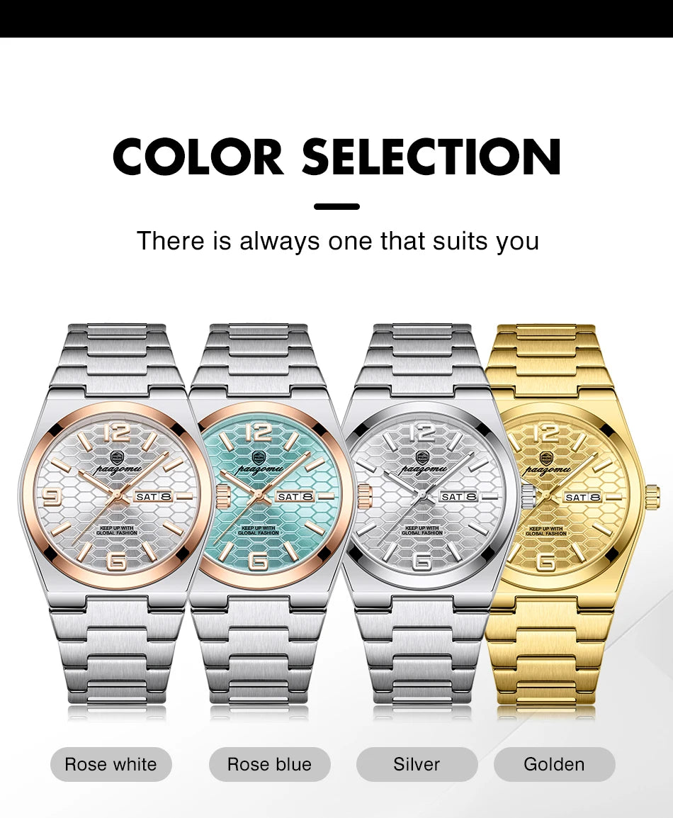 PAAZOMU Casual Man Watch Fashion Exquisite Men Wristwatches Waterproof Luminous Date Stainless Steel Quartz Men's Watches Reloj