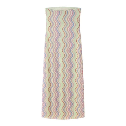 2024 Dress For Women Summer Chic Print Mesh Sleeveless Sexy Side Slit Slim Dresses Wild Beach Resort Style Woman Dress