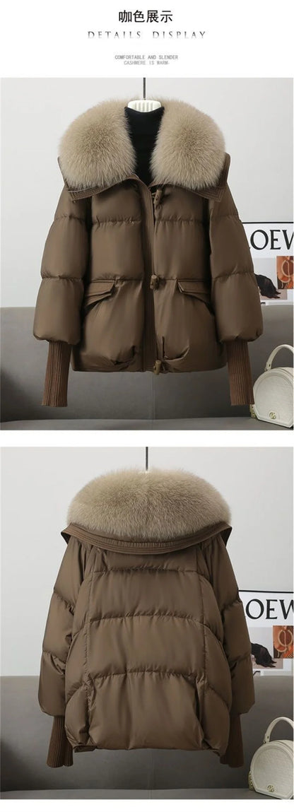 2024 Winter New Short Down Cotton Jacket Women Korean Loose Cotton Jacket Women, Oversized Wool Collar, Thickened Cotton Coat