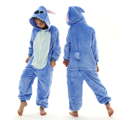 boys girls stitch kigurumi pajamas children winter flannel onesies kids panda tigger dinosaur pijama baby blanket sleepers
